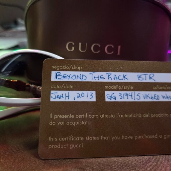 Gucci White Bamboo Sunglasses - GG3194/S - Rectangular Brown Tint - Never Worn - Picture 14 of 14